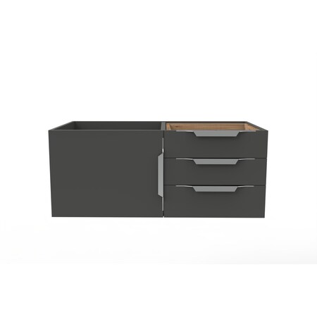 Alpine 35 Wall Mounted Black Vanity Base With Chrome Handles